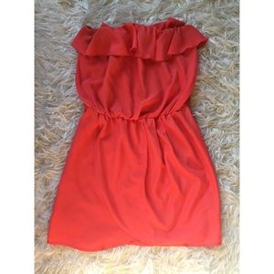 Coral tulip skirt dress